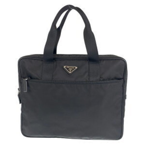 PRADA Tessuto triangular black nylon business bag briefcase - Picture 1 of 9